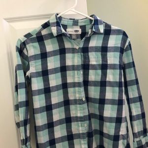 mint and navy blue flannel